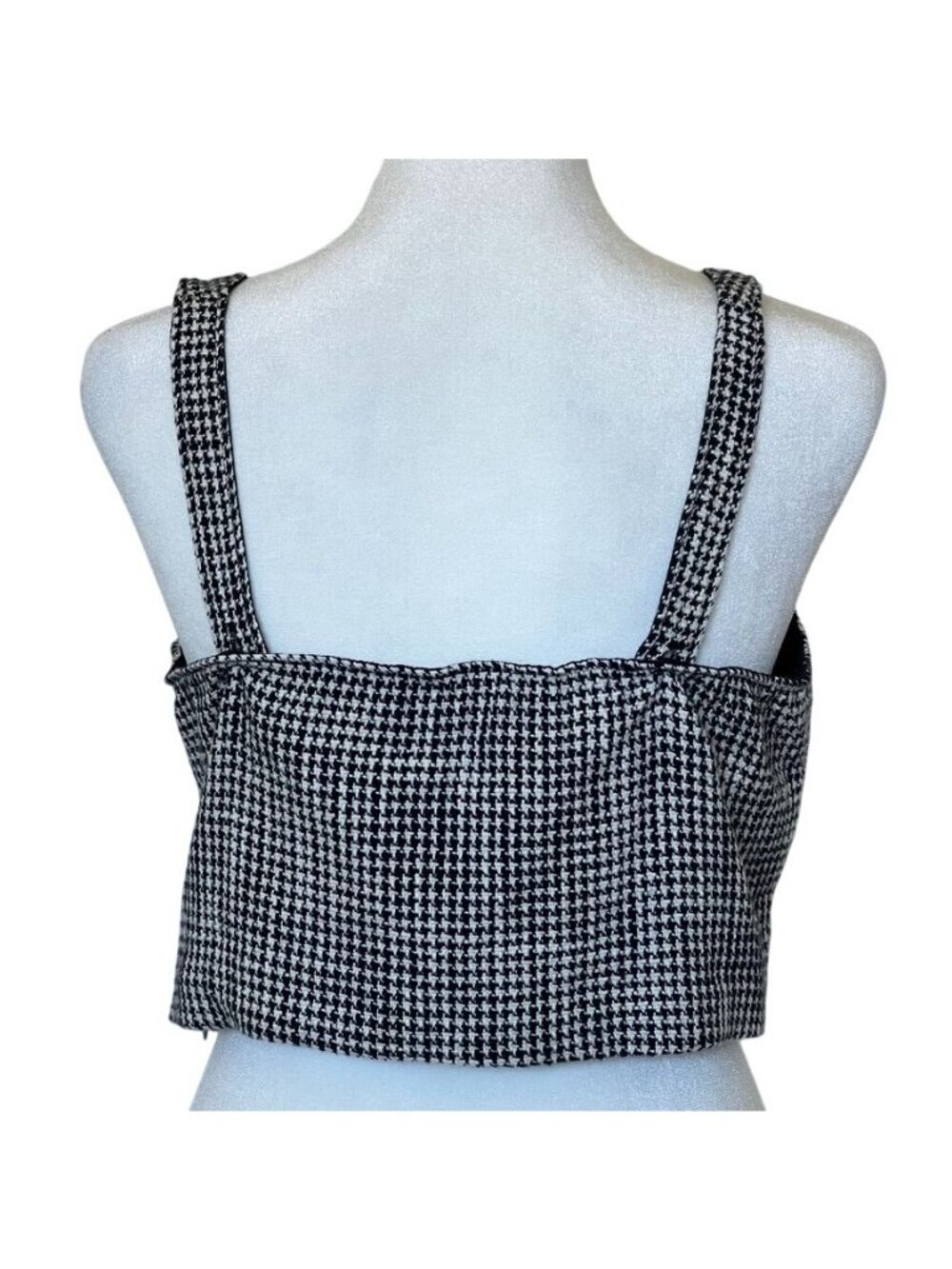 Abercrombie & Fitch Womens L Top Houndstooth Corset Inspired Crop Black White - Picture 4 of 11